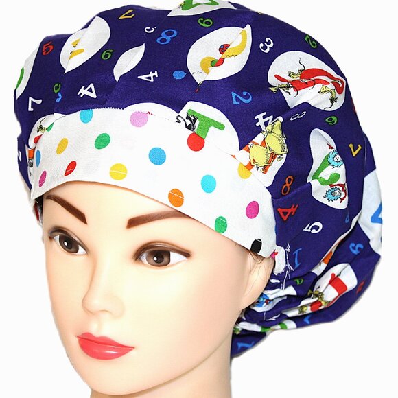 NWOT Handmade Dr. Seuss Bouffant Scrub Cap Surgical Hat, Counting with S… - Picture 2 of 6